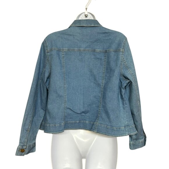 Alia Womens Jean Jacket Size 12P Stretchy Metal Button Western Country Cottage - Picture 3 of 7